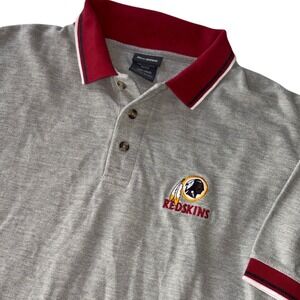 Vintage The Edge Washington Redskins Polo Shirt Large Gray NFL Team Logo